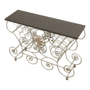 Late 20th Century French Style Wrought Iron Slate Top Wine Rack