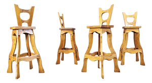 Vintage Brutalist Bar Stools, 1960s, Set of 4