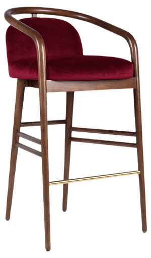 Essex Red Velvet Bar Stool by Javier Gomez