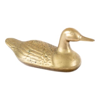 Vintage Weighted Cast Brass Duck Form Door Stop For Sale