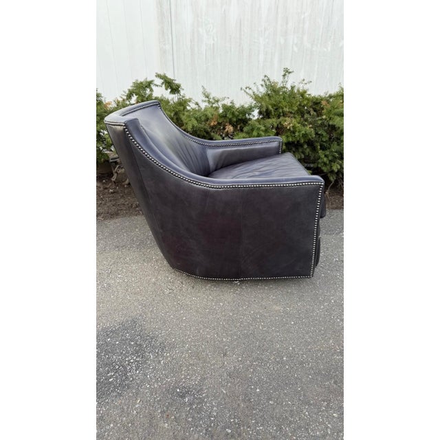 2010s 2010s Henredon Leather Swivel Chair For Sale - Image 5 of 12