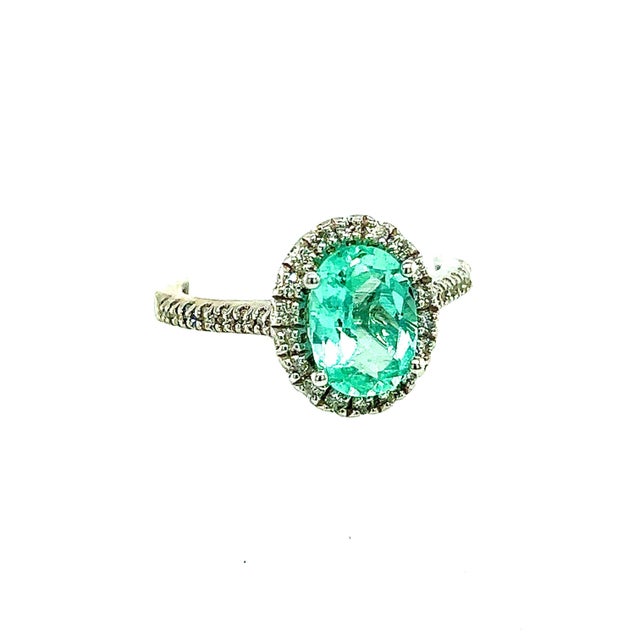 Natural Colombian Emerald Diamond Ring Size 6.5 14k W Gold 2.98 TCW Certified For Sale - Image 9 of 10