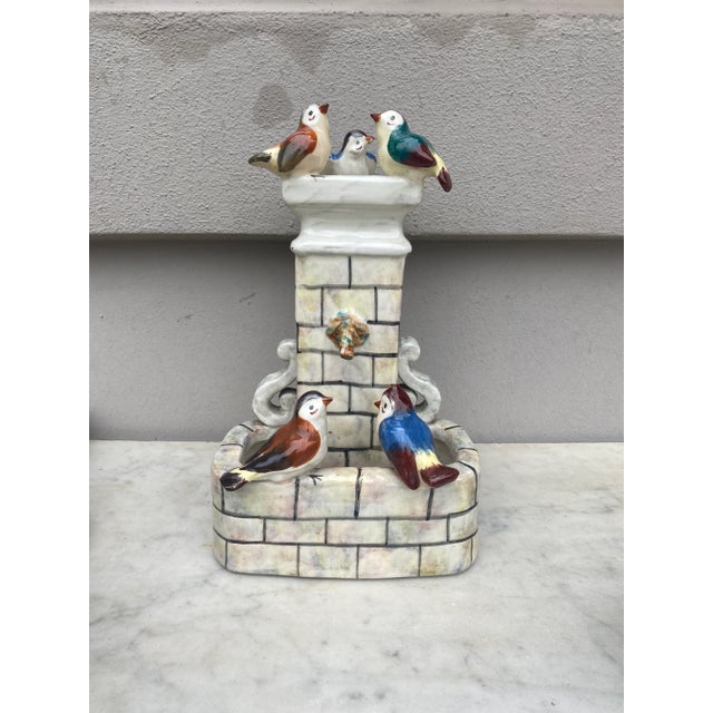 French Majolica fountain with birds signed Massier circa 1910.