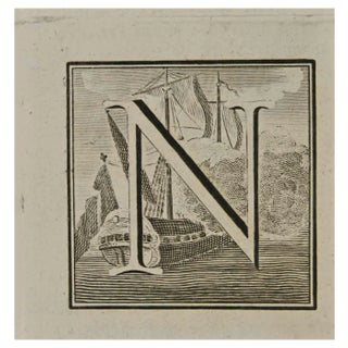 Luigi Vanvitelli, Letter of the Alphabet N, Etching, 18th Century For Sale