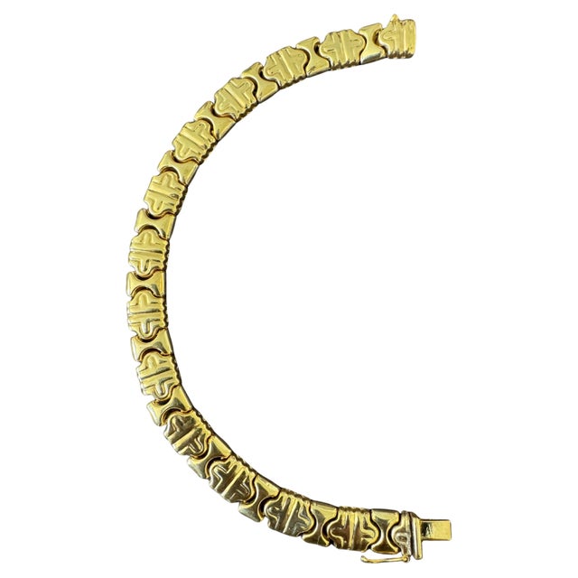 Vintage 14 Karat Yellow Gold 16.2Gm Parentesi link Bracelet Unisex, 7.5 ", Italy For Sale - Image 9 of 18