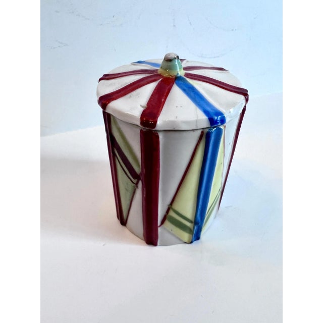 Early 20th Century Lidded Multi Color Porcelain Art Deco Box from Japan For Sale - Image 5 of 10