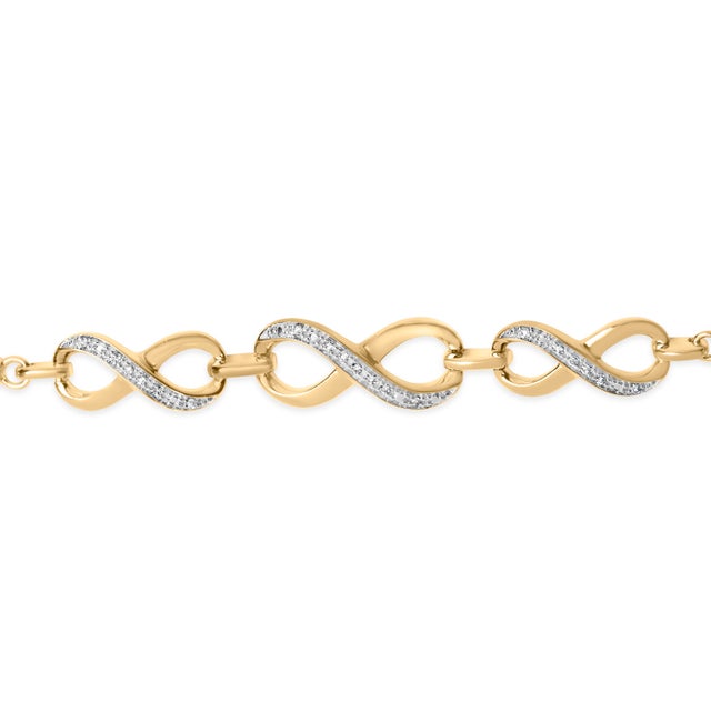 Contemporary Gold Vermeil Diamond Accent Infinity Sign Lariat Bolo Bracelet For Sale - Image 3 of 4