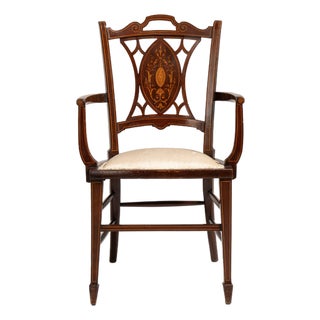 Edwardian Inlaid Mahogany Armchair, Antique, United Kingdom, 19th Century For Sale