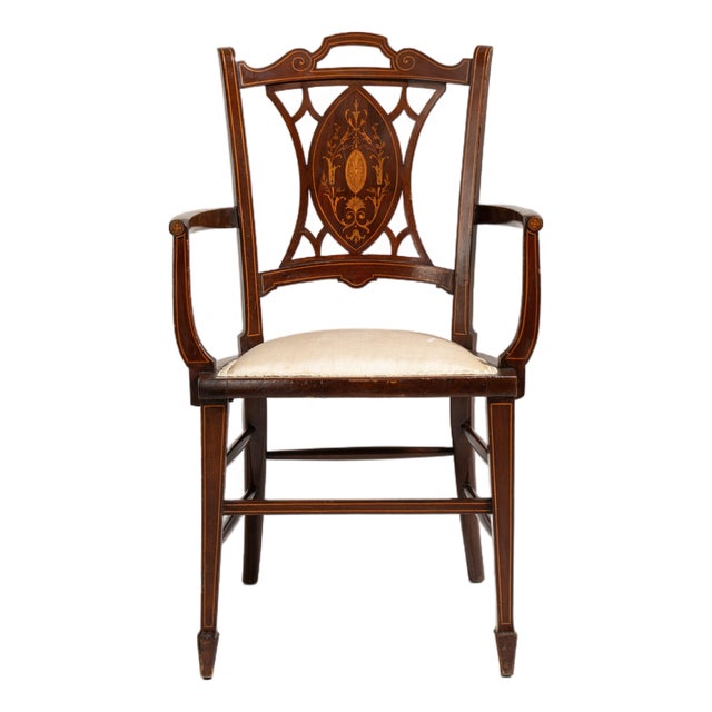 Edwardian Inlaid Mahogany Armchair, Antique, United Kingdom, 19th Century For Sale