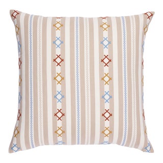 Schumacher Rhodes Stripe 24" Pillow in Neutral For Sale