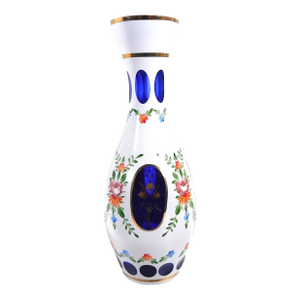 White Over Blue Cut to Clear Vase or Bottle