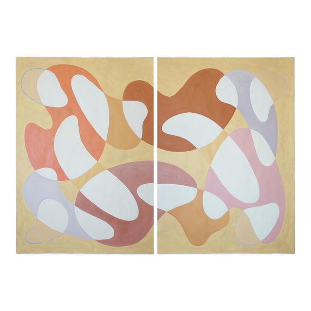 2026, Mid Century Modern Painting, Abstract Diptych in Sandy Tones, Allegory of the Cave, Acrylic Paint on Watercolor Paper by Ryan Rivadeneyra For Sale