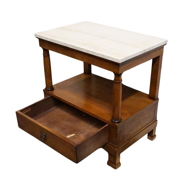 Wood Baker / Milling Road Solid Cherry Early American Contemporary 27" Accent End Table W. White Granite Top 13-676-8 For Sale - Image 7 of 14