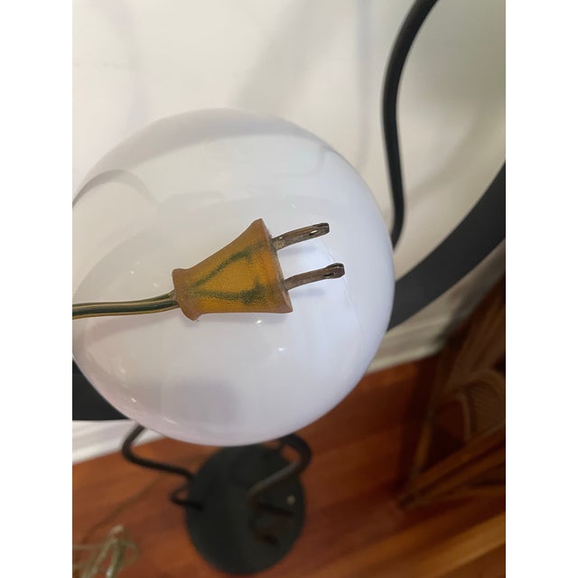 Black 1980s Postmodern Black Metal Triple Globe Floor Lamp With Halo Rings For Sale - Image 8 of 8