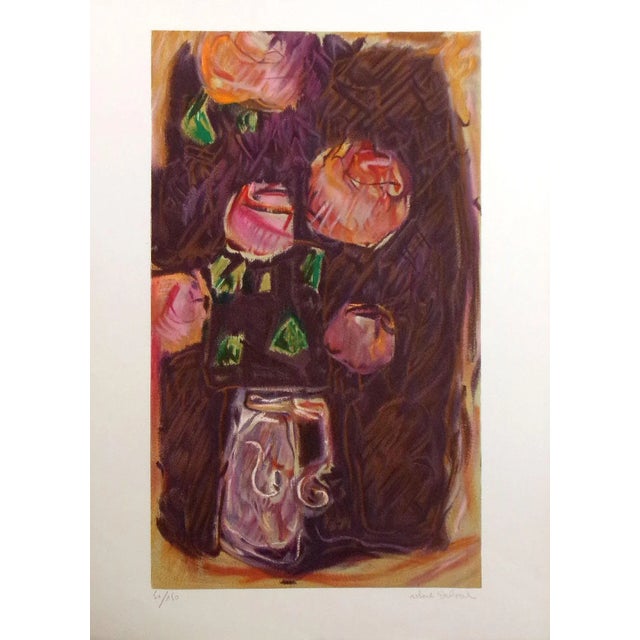 1970s "Cinq Roses" Floral Still Life Lithograph Print by Robert Delval For Sale In Denver - Image 6 of 6