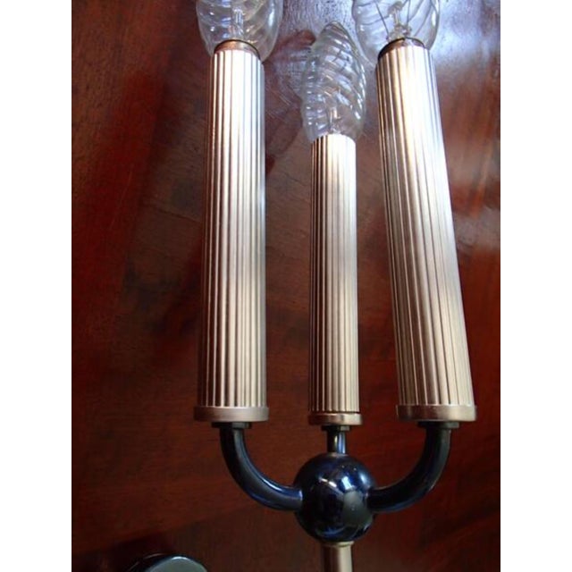 Black Mid-Century Modern Three-Flame Wall Lamps, 1950s, Set of 2 For Sale - Image 8 of 10