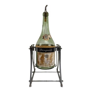 Mid 20th Century French Art Deco–Style Bisquit Dubouché Cognac Service With Chrome Tilting Cradle & Gallon Display Bottle For Sale