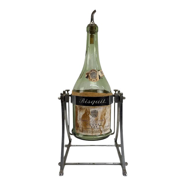 Mid 20th Century French Art Deco–Style Bisquit Dubouché Cognac Service With Chrome Tilting Cradle & Gallon Display Bottle For Sale
