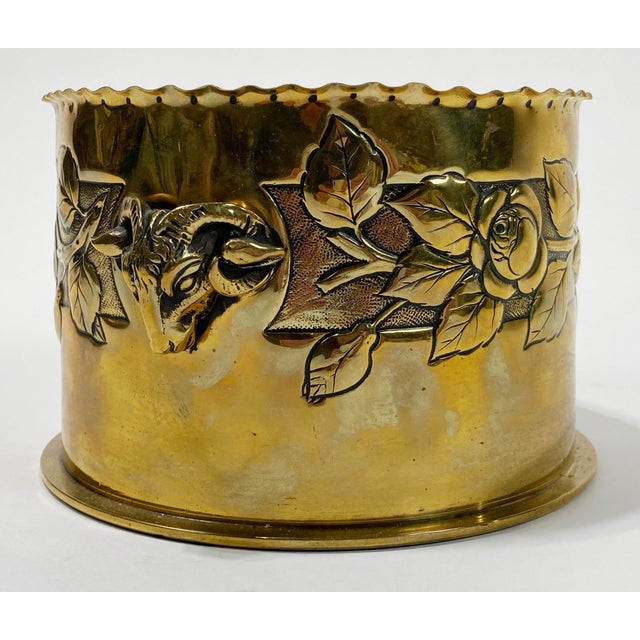Antique Brass Trench Art Vessel Bowl For Sale - Image 4 of 9