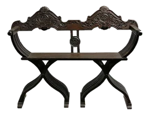 Early 20th Century Italian Renaissance Revival Savonarola Style Settee