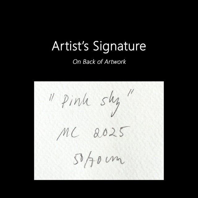 A Pink Sky - Abstract Colorful Urban Collage Mixed Media Art on Paper Original Artwork by Maria C Bernhardsson For Sale In Los Angeles - Image 6 of 6