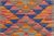 1990s Boho Chic Turkish Kilim Blue Beige Hand-Woven Wool Rug For Sale - Image 5 of 9