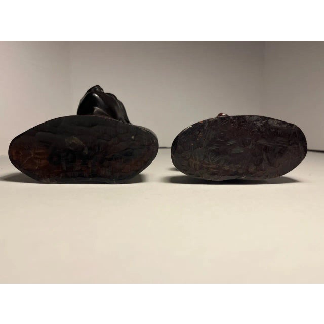 Wood A Pair of Vintage Hand Carved Wooden Indonesian Woman and Man Busts For Sale - Image 7 of 9