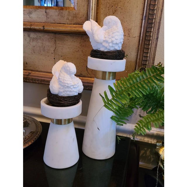 1960s Alabaster Dove Figurines Made in Italy by A. Santini - a Pair For Sale - Image 5 of 13