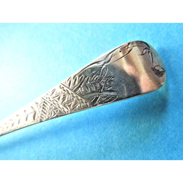 1900 Pair of William Wilson Sterling Silver 5 3/4" Brite-Cut Mustard Ladle & Relish Spoon For Sale - Image 4 of 8