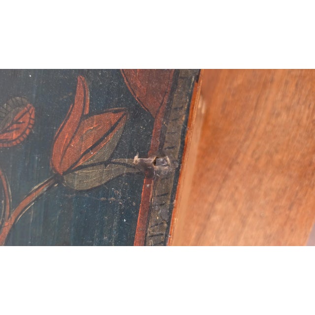 18th Century Folk Art Painted Wooden Box Antique Hand Painted Keepsake Chest Primitive Scandinavian Storage Box For Sale - Image 9 of 9
