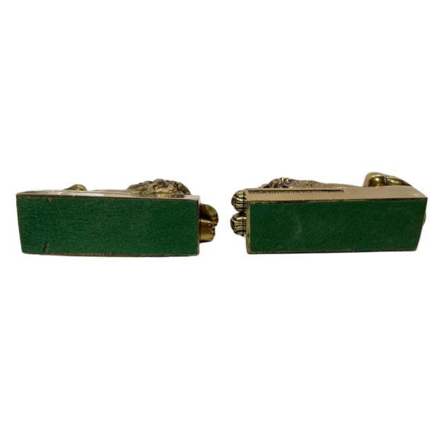 Brass Mid 20th Century Solid Cast Brass Antonio Canova Lion Bookends - A Pair For Sale - Image 8 of 8