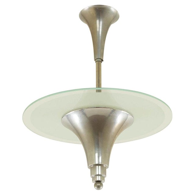 Silver Art Deco Pendant Light, France, 1930s For Sale - Image 8 of 8