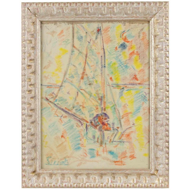 1970s Sirio Pellegrini, Abstract Composition (Boat), Pastel Drawing, 1970s For Sale - Image 5 of 5