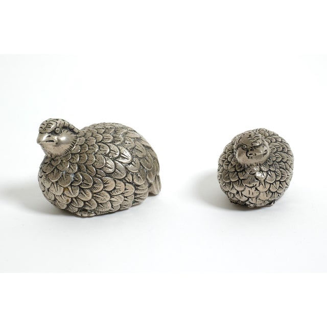 Vintage Silver-Plated Quail Salt and Pepper Shakers from Gucci, 1960s, Set of 2 For Sale - Image 9 of 18
