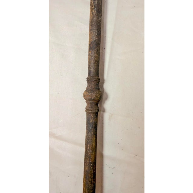 English Antique 18th Century Wrought Iron Turned Brass English Fireplace Shovel Tool 16 For Sale - Image 3 of 11