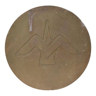 1970s Round Bronze Sculpture of Bird For Sale
