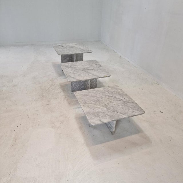 White Italian Coffee Tables in Marble, 1970s, Set of 3 For Sale - Image 8 of 18