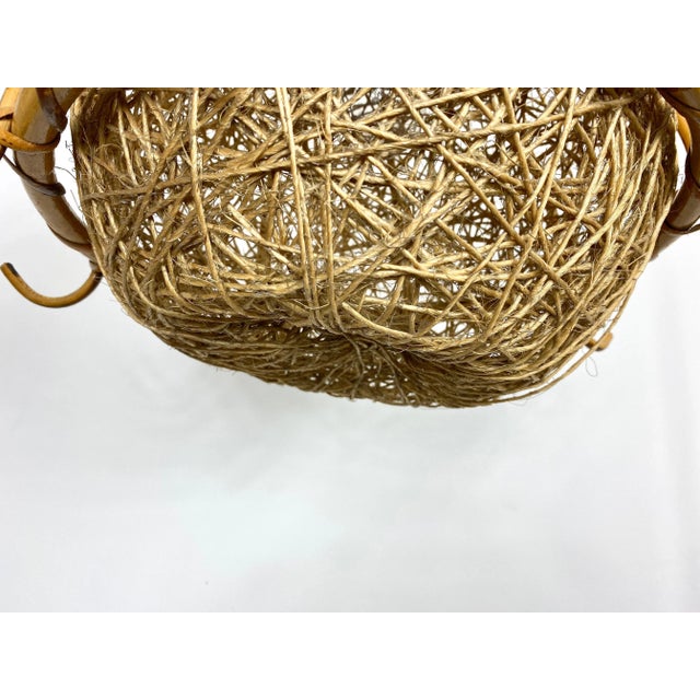 Bamboo Rattan & Rope Chandelier Pendant, Italy, 1960s For Sale - Image 8 of 11