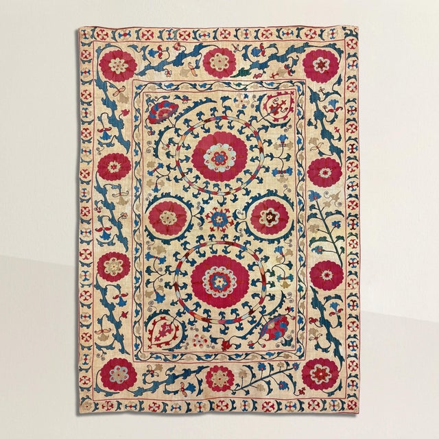 A riot of color and pattern, this 19th-century Uzbeki Suzani is the kind of textile that stops you in your tracks. Hand-...