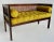 C.1970's Crushed Velvet Velour Button-Tufted Upholstered Caned Wood Bench With Bolster Pillows For Sale - Image 4 of 18