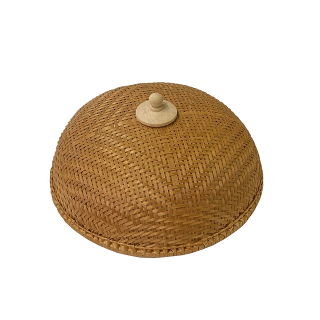 Asian Handmade Rustic Brown Rattan Round Accent Cover For Sale - Image 4 of 5