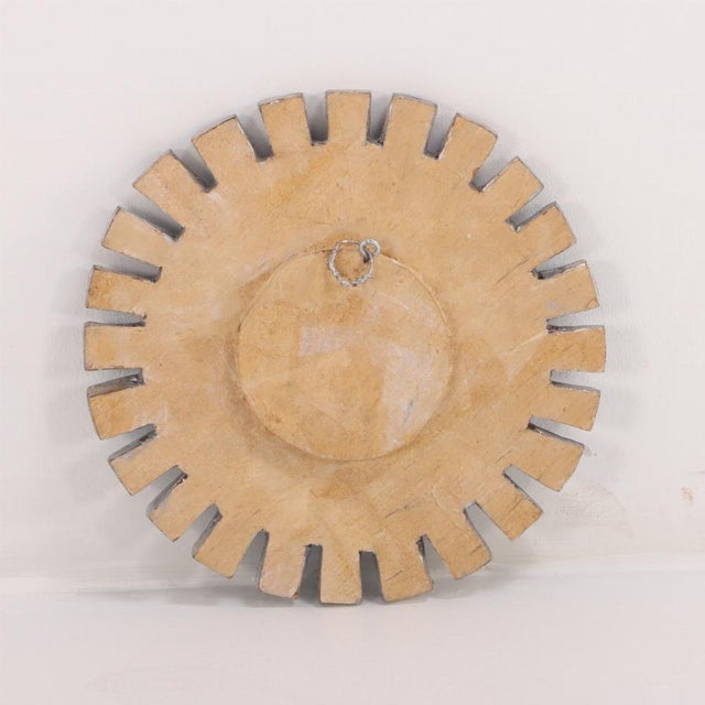 Line Vautrin A Fine Pair of Blue Textured Glass and Resin Convex Sunburst Mirrors in the Manner of Line Vautrin's "Romain" Design. Contemporary. For Sale - Image 4 of 4