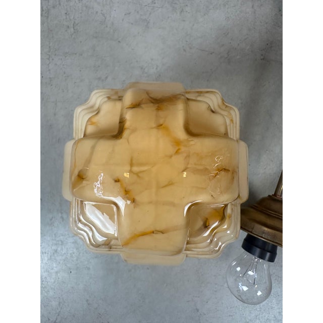 1930s Art Deco Pendant Light in Marbled Opaline, 1930s For Sale - Image 5 of 11