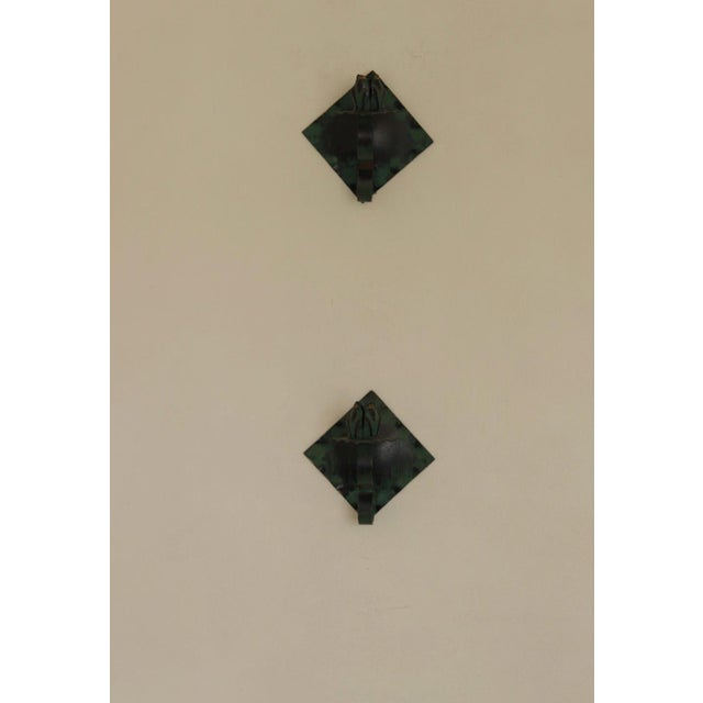 Vintage Swedish Verdigris Sconces in Metal, Set of 2 For Sale - Image 18 of 18