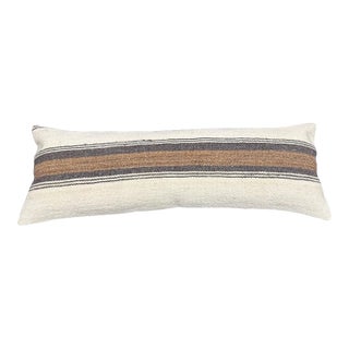 Turkish Hemp Pillow Cushion Natural Beige Brown Cushion Cover 14"x40" For Sale