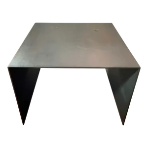 Vintage Modernist Style Square Raw Steel Side Table