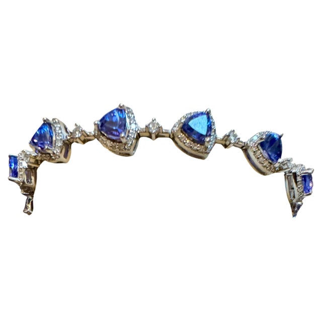 13 Carat Natural Tanzanite & 2.5 Ct Diamond Tennis Bracelet 14 Karat White Gold For Sale - Image 18 of 18