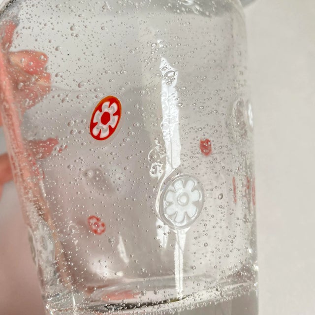 Early 21st Century Crate & Barrel Zazz Art Glass Red Millefiori Clear Bullicante Double Old Fashion Drinking Glasses Set of 4 For Sale - Image 5 of 8