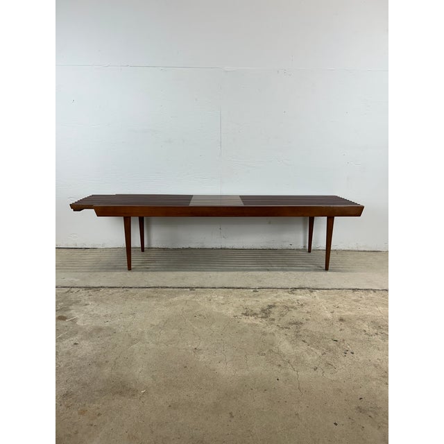 Mid Century Modern Expanding Slat Bench Coffee Table Styled After