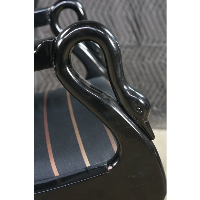 Mid Century Hollywood Regency Black Lacquered Swan-Neck Gooseneck Rocking Chair For Sale - Image 15 of 18